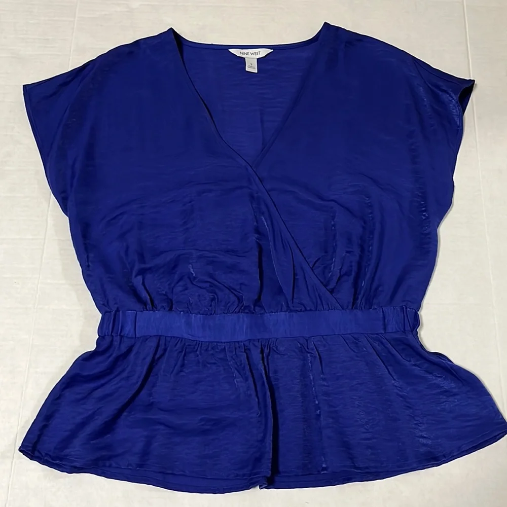 Nine West Pleated Peplum Blouse - Picture 1 of 4